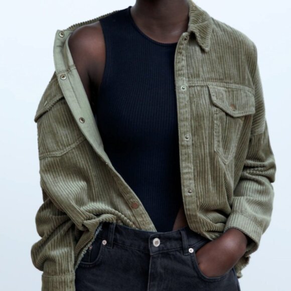 Zara Tops - ZARA GREY CORDUROY SHIRT/SHACKET
